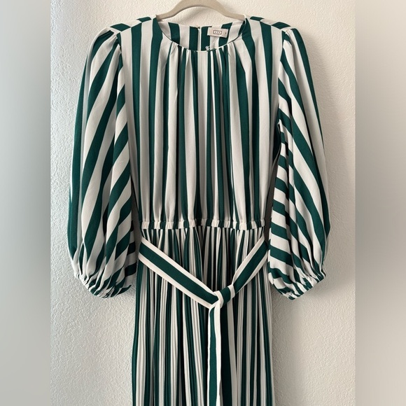 NWOT AYR The Who's She Green Regatta Stripe Pleated Midi Dress Size Xs - Picture 6 of 14